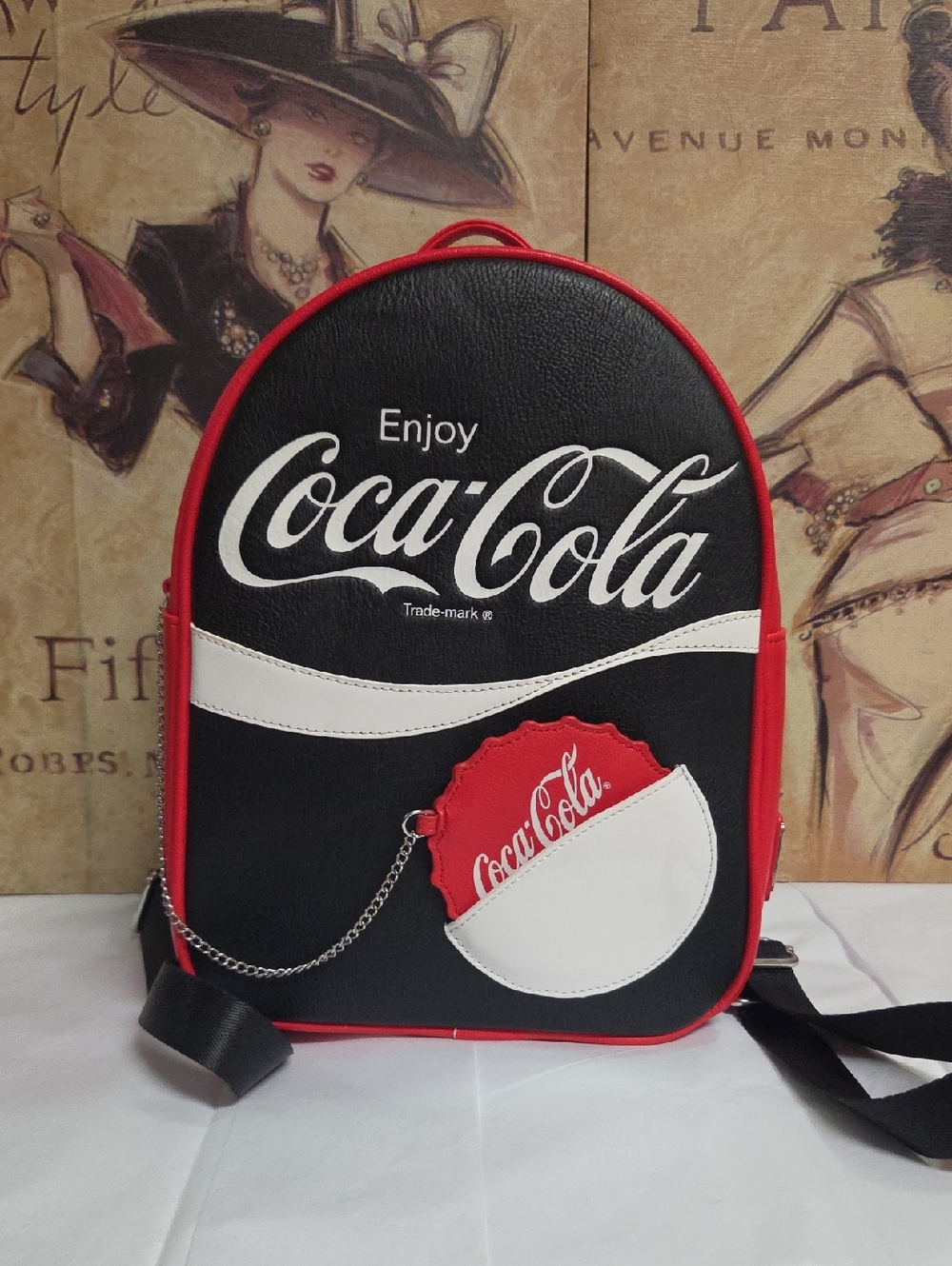 Loungefly Coca-Cola Black, Red & White Logo Mini Backpack